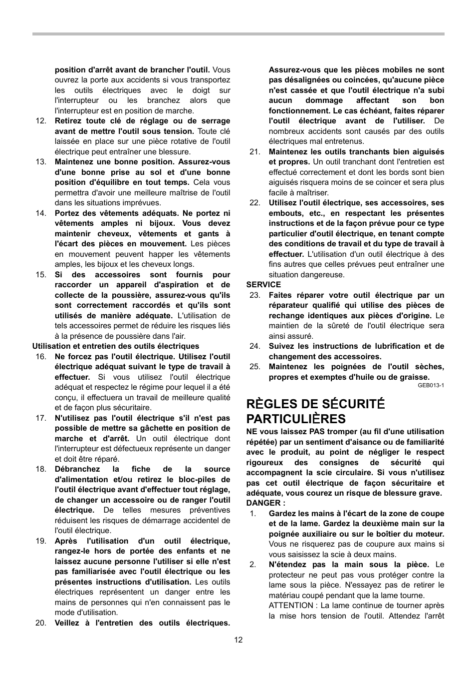 Rè gles de s é curit é particuli è res | Makita 5008MGA User Manual | Page 12 / 32