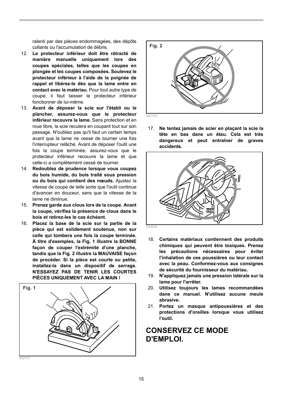 Conservez ce mode d'emploi | Makita 5008MGA User Manual | Page 15 / 32