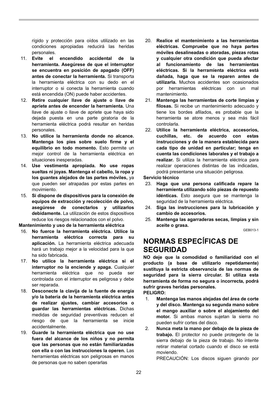 Normas espec í ficas de seguridad | Makita 5008MGA User Manual | Page 22 / 32