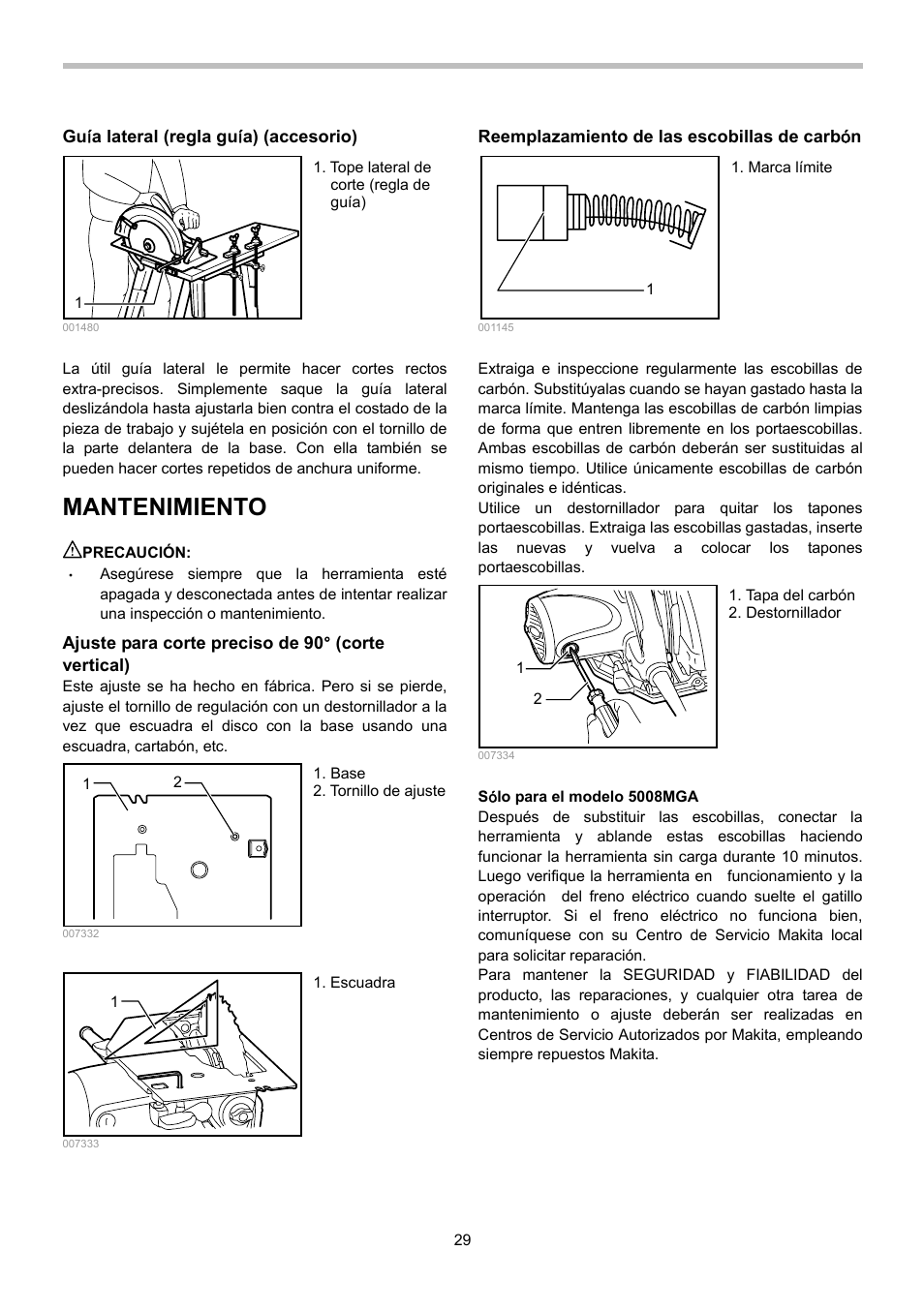 Mantenimiento | Makita 5008MGA User Manual | Page 29 / 32