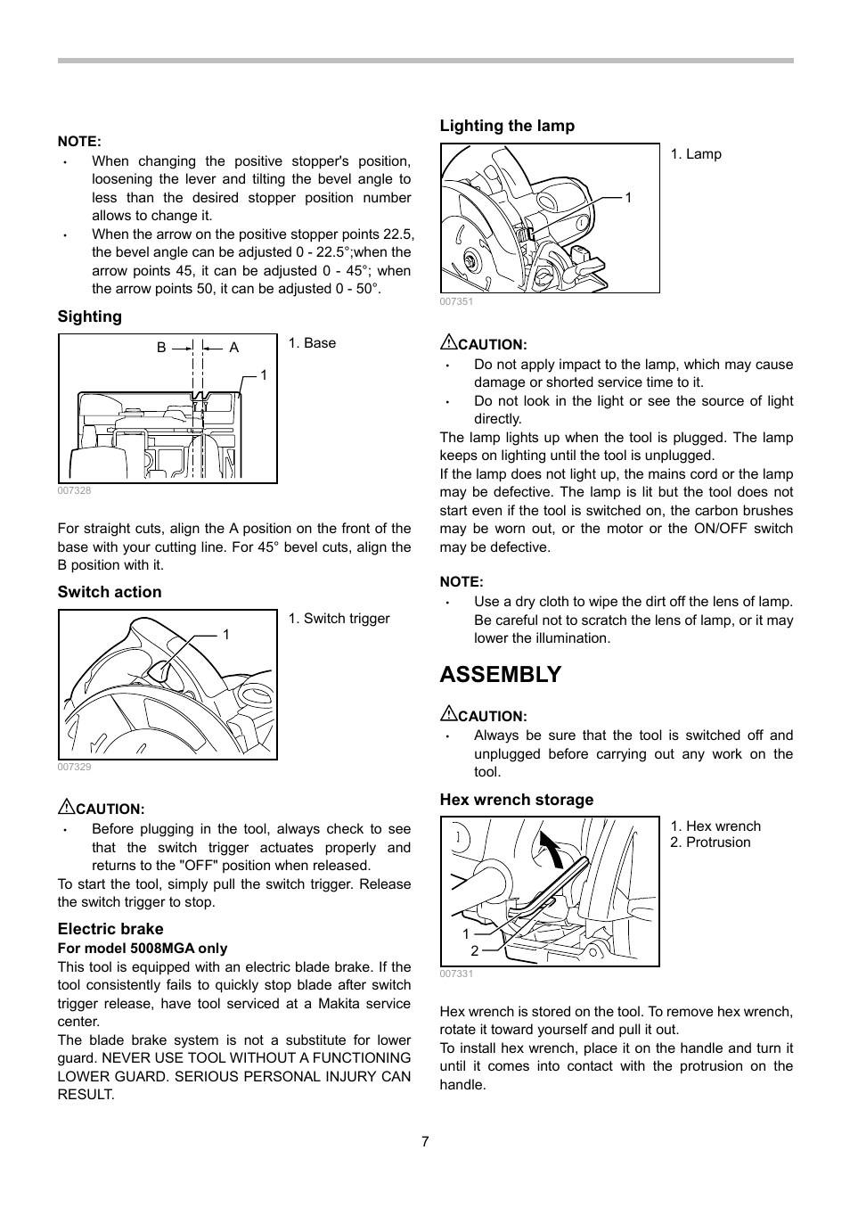 Assembly | Makita 5008MGA User Manual | Page 7 / 32