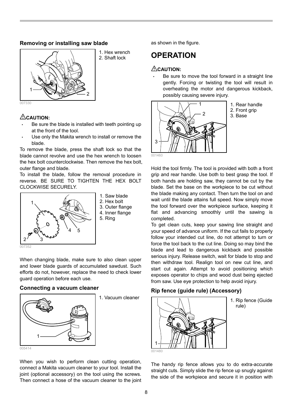 Operation | Makita 5008MGA User Manual | Page 8 / 32