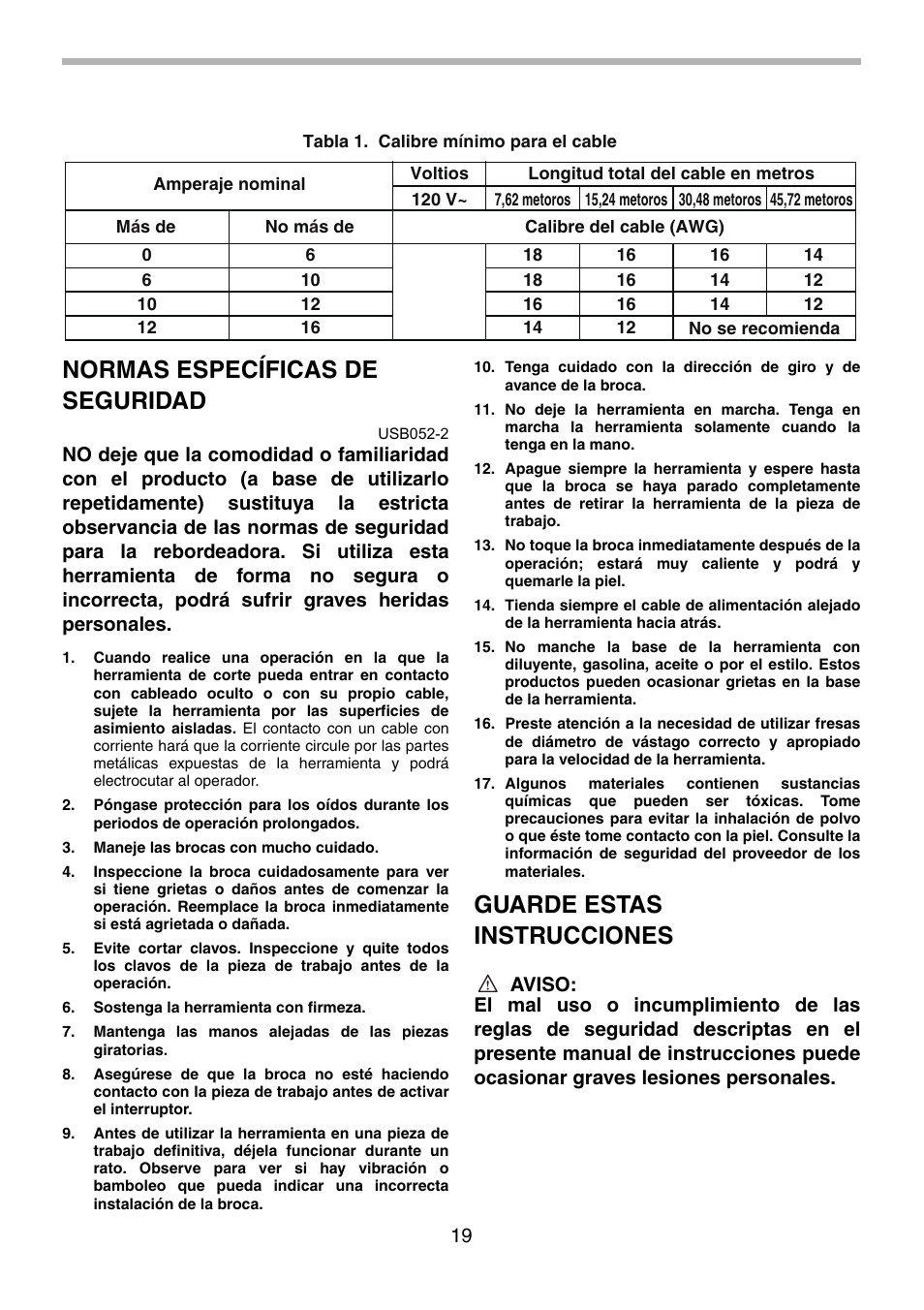 Normas específicas de seguridad, Guarde estas instrucciones | Makita 3707F User Manual | Page 19 / 28