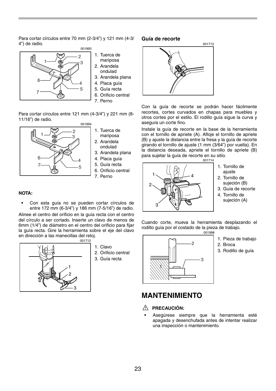 Mantenimiento | Makita 3707F User Manual | Page 23 / 28