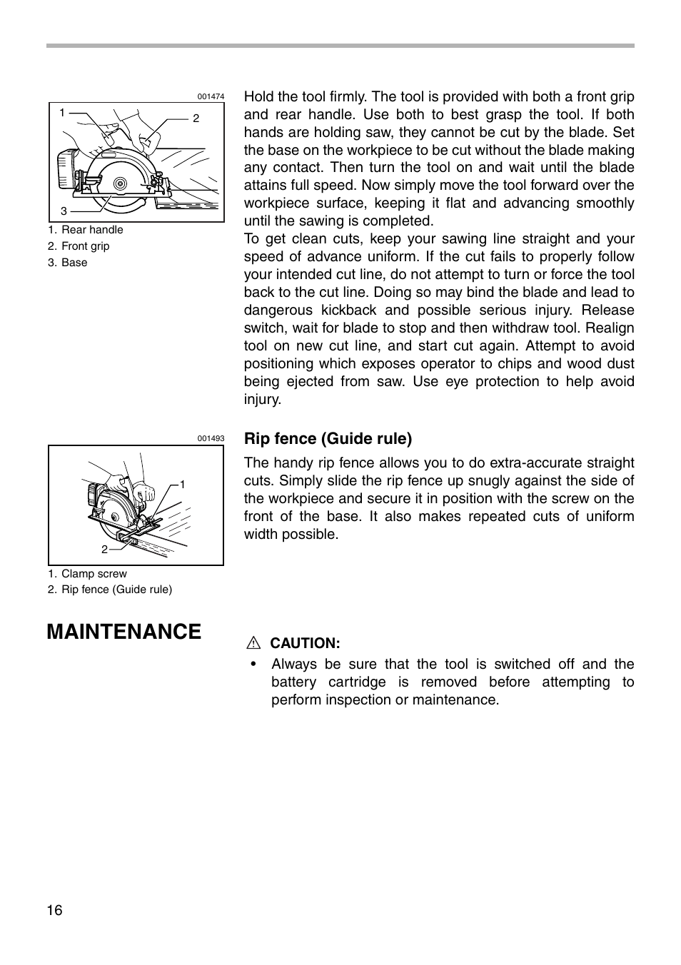 Maintenance, Rip fence (guide rule) | Makita BSS730 User Manual | Page 16 / 24