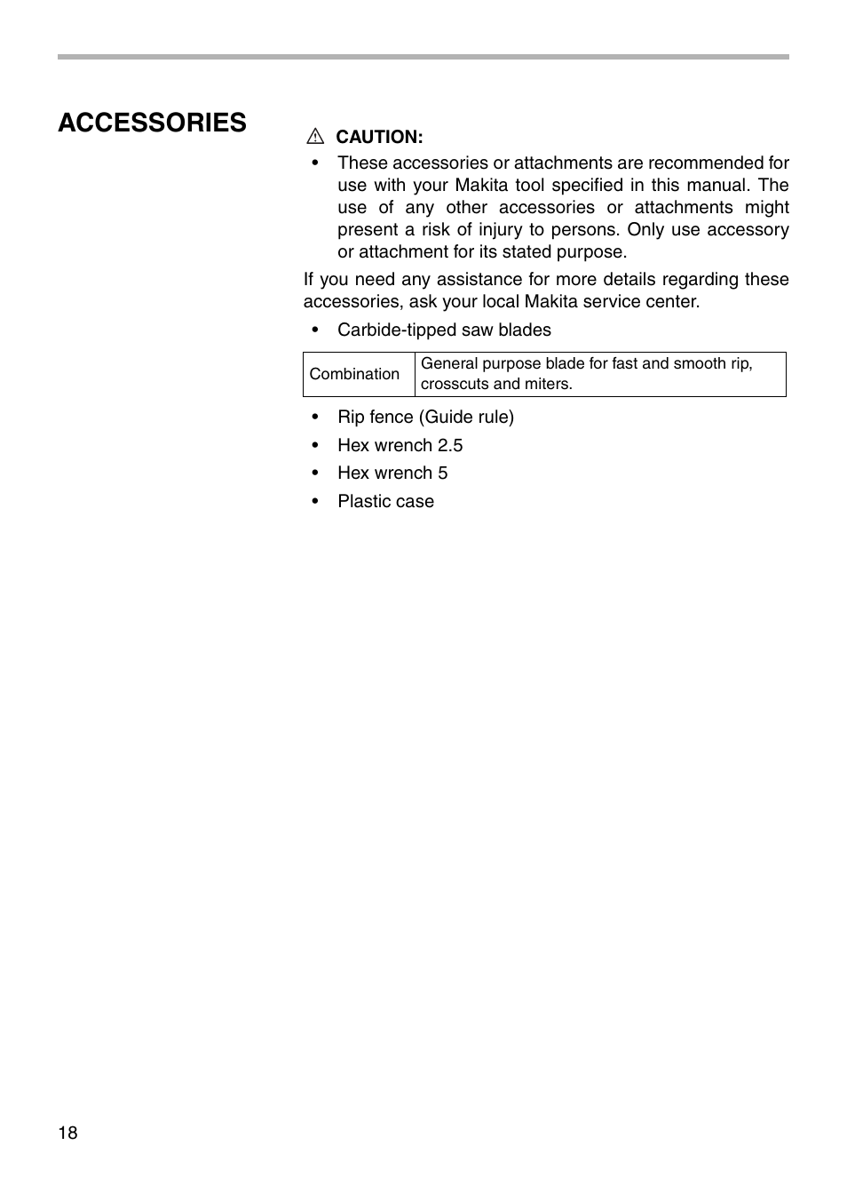 Accessories | Makita BSS730 User Manual | Page 18 / 24