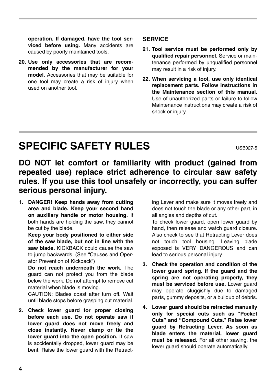 Specific safety rules | Makita BSS730 User Manual | Page 4 / 24