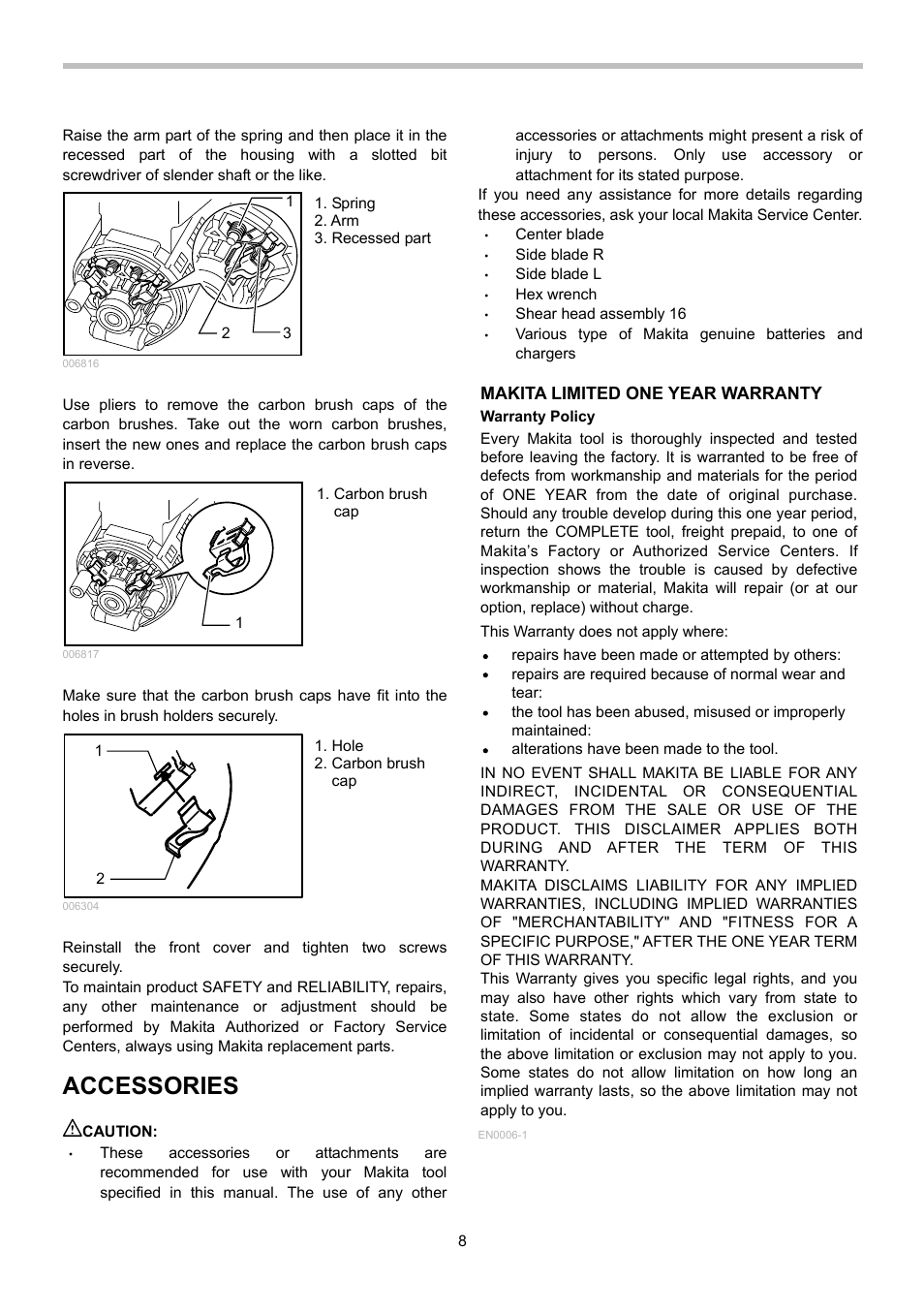 Accessories | Makita BJS130 User Manual | Page 8 / 28