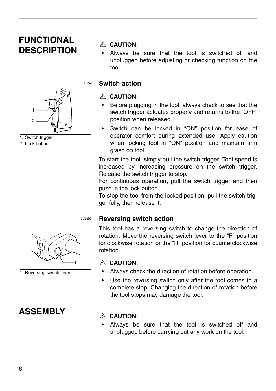 Functional description, Assembly | Makita 6510LVR User Manual | Page 6 / 12