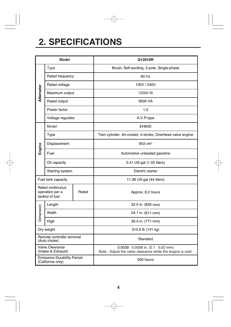 Specifications | Makita G12010R User Manual | Page 15 / 44