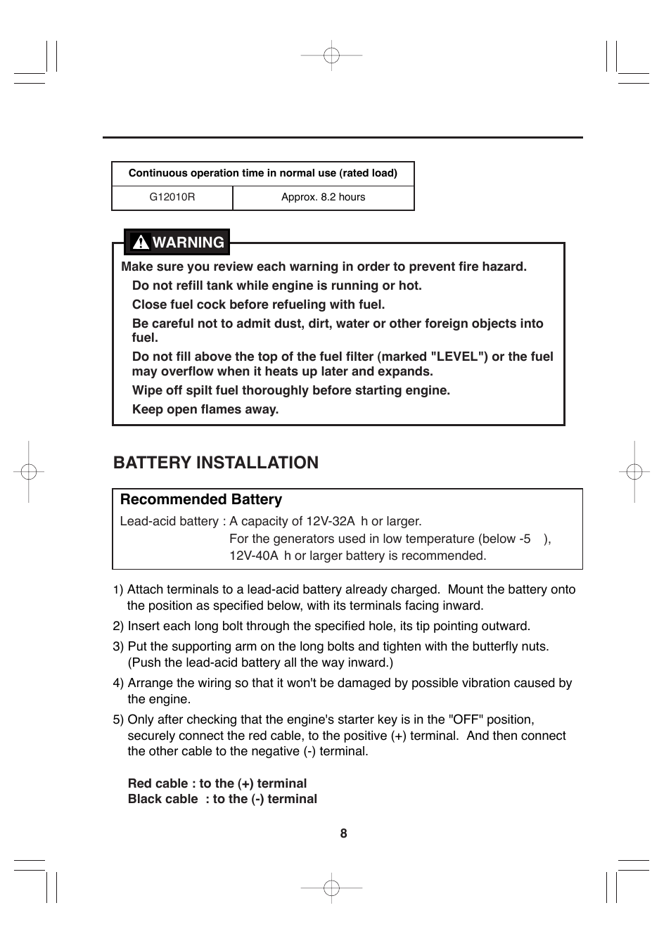 Battery installation | Makita G12010R User Manual | Page 19 / 44