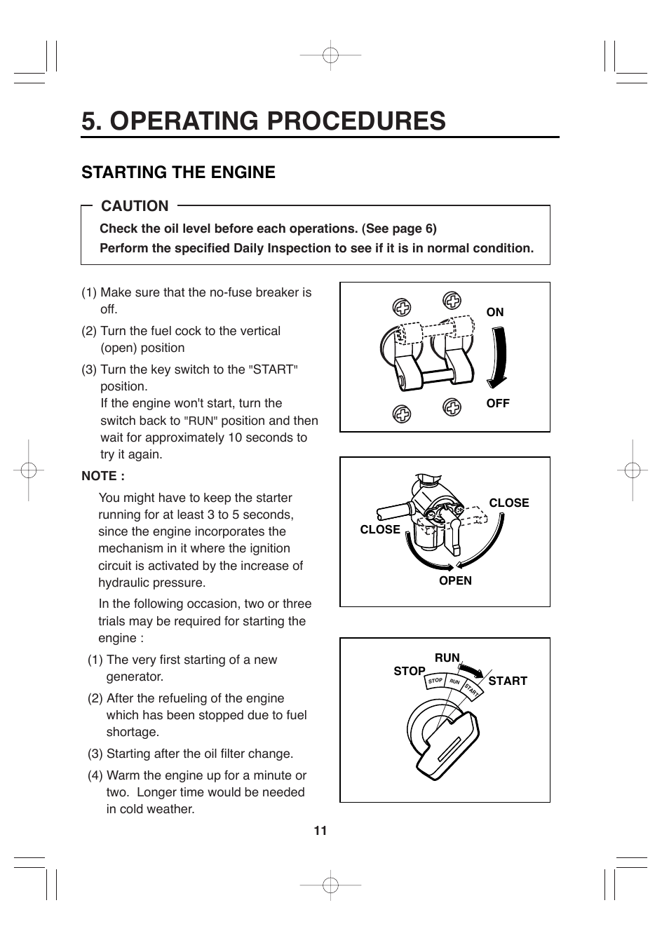 Operating procedures, Starting the engine, Caution | Makita G12010R User Manual | Page 22 / 44