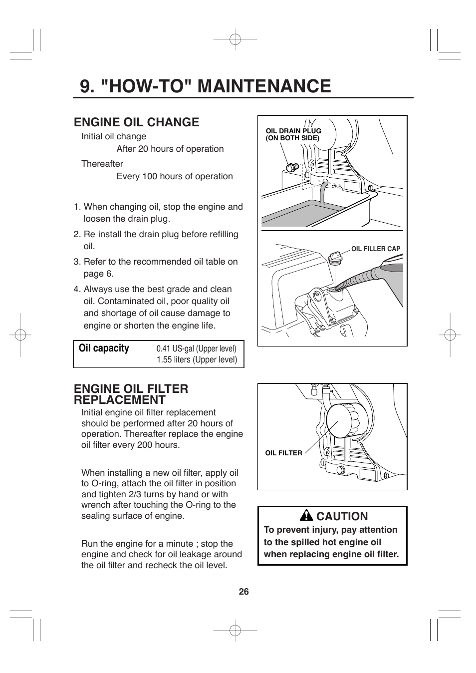 "how-to" maintenance, Engine oil change, Engine oil filter replacement | Makita G12010R User Manual | Page 37 / 44