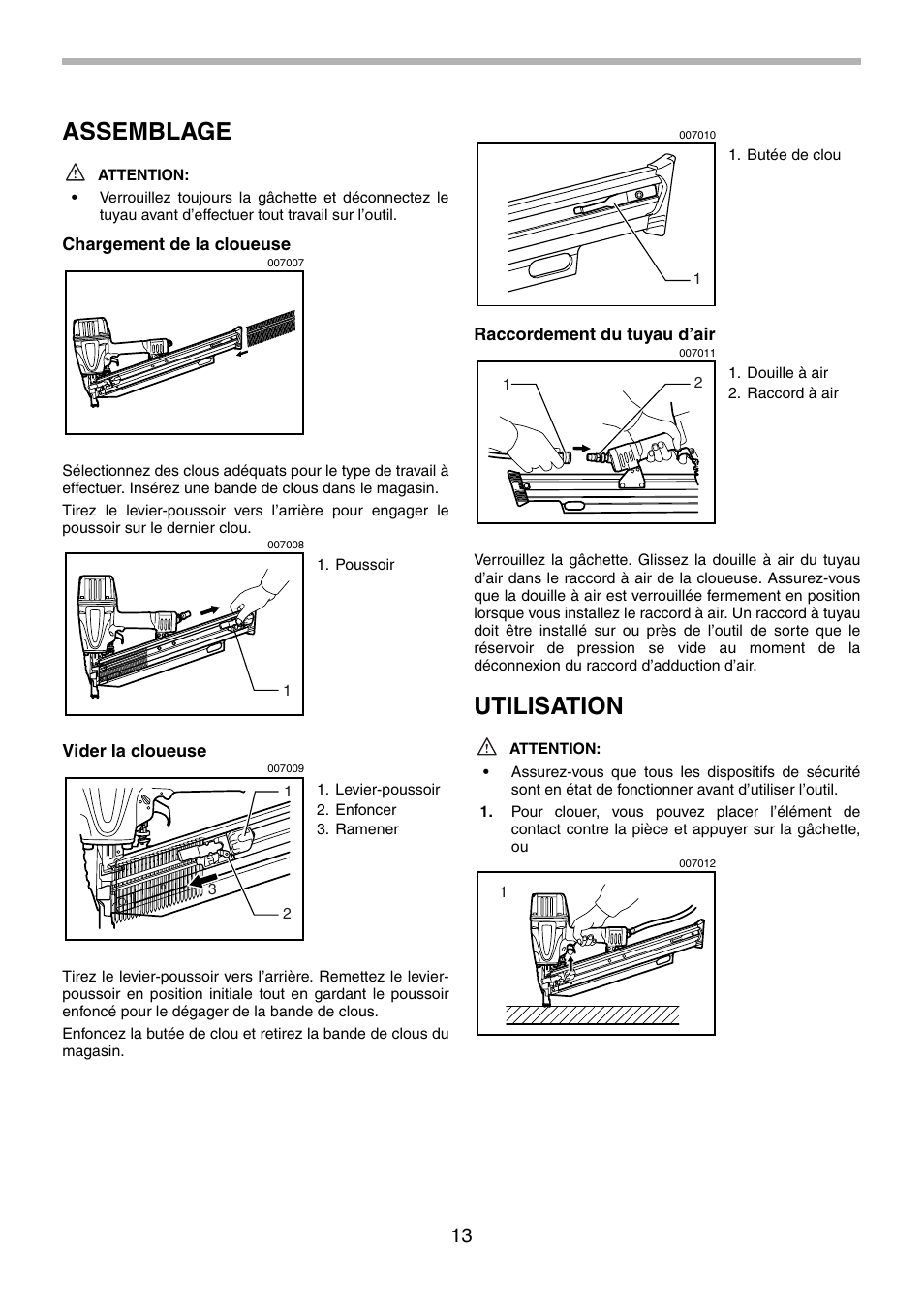 Assemblage, Utilisation | Makita AN943 User Manual | Page 13 / 28