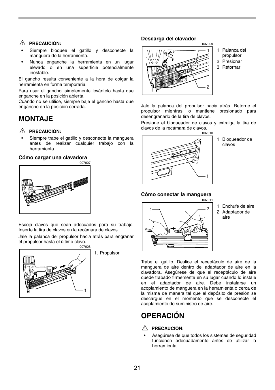 Montaje, Operación | Makita AN943 User Manual | Page 21 / 28