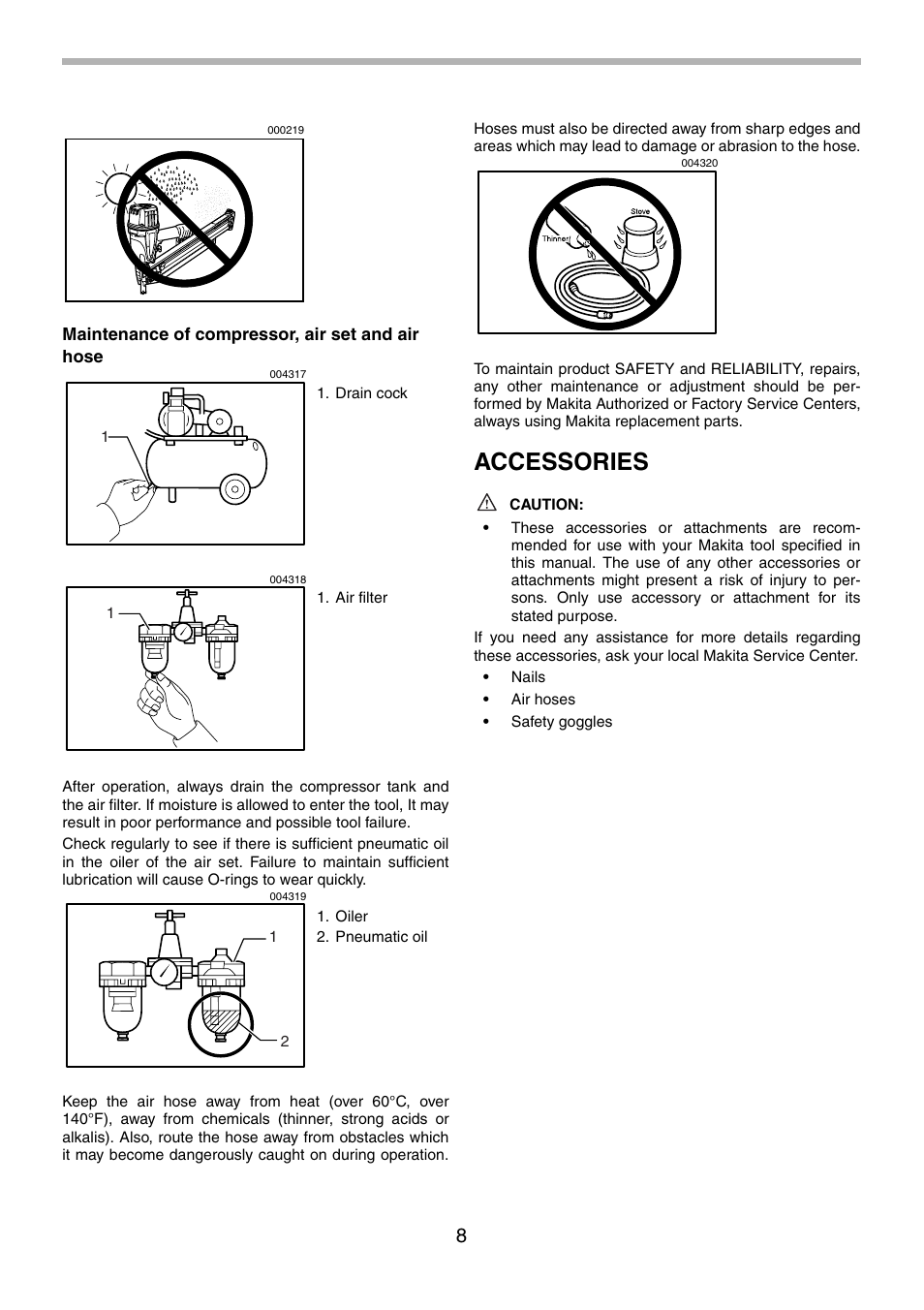 Accessories | Makita AN943 User Manual | Page 8 / 28