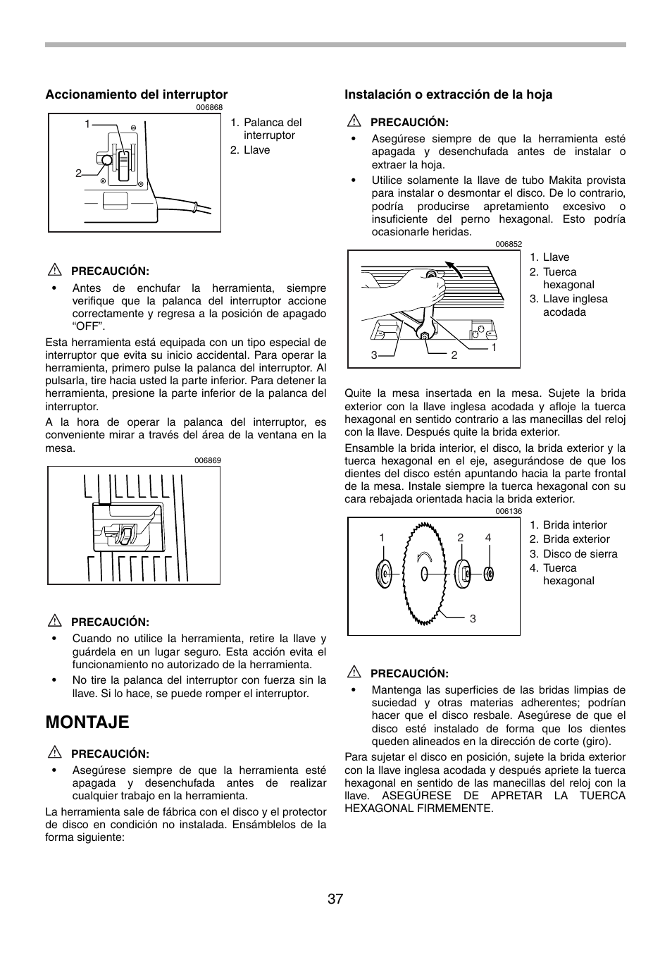 Montaje | Makita 2702X1 User Manual | Page 37 / 48