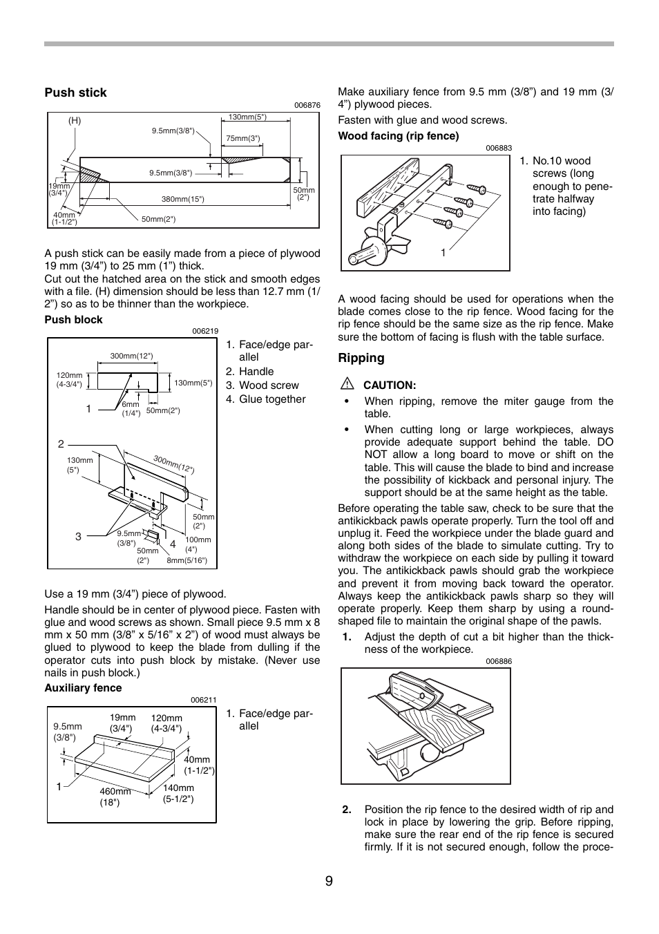 Push stick, Ripping | Makita 2702X1 User Manual | Page 9 / 48