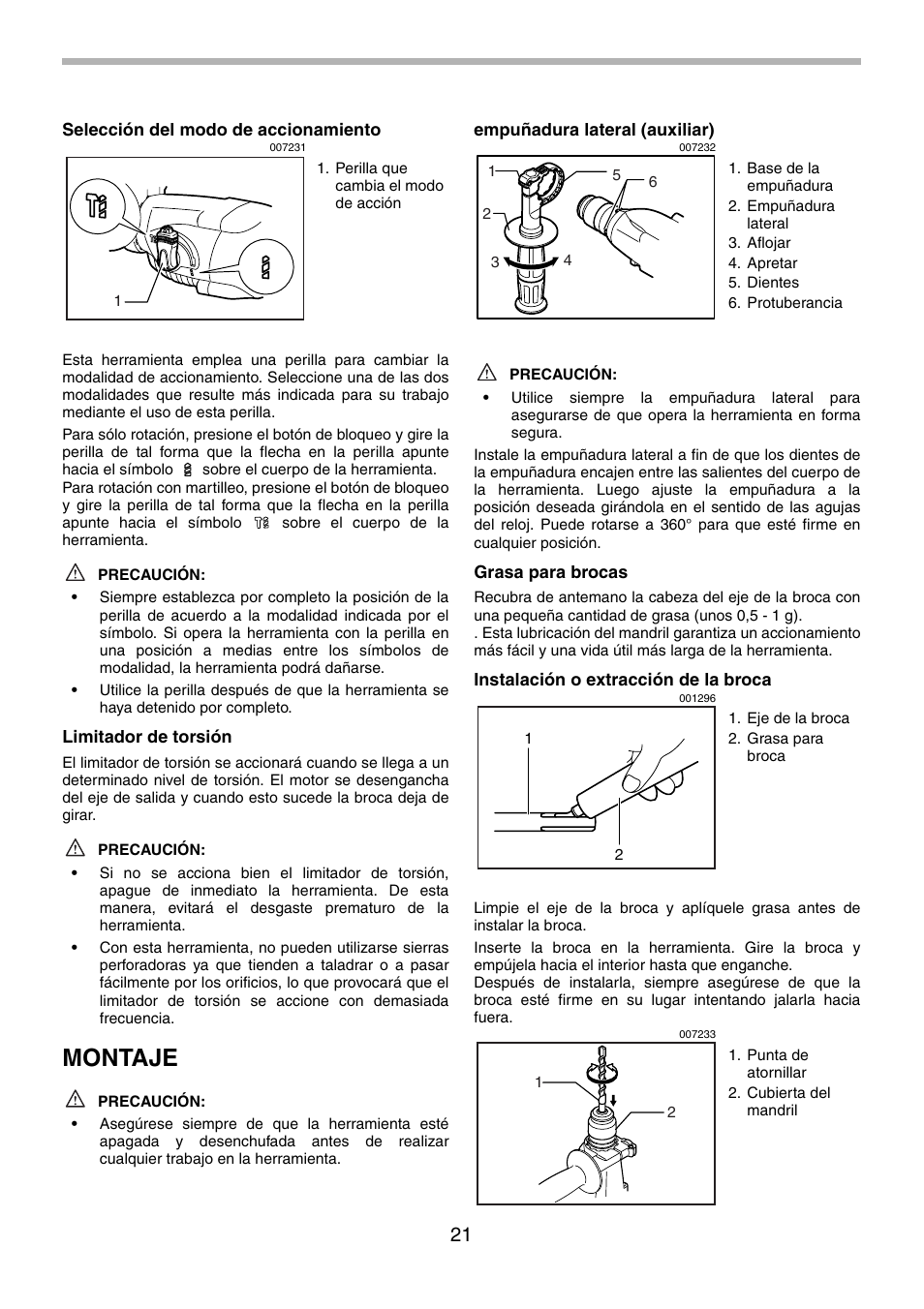 Montaje | Makita HR1830F User Manual | Page 21 / 28