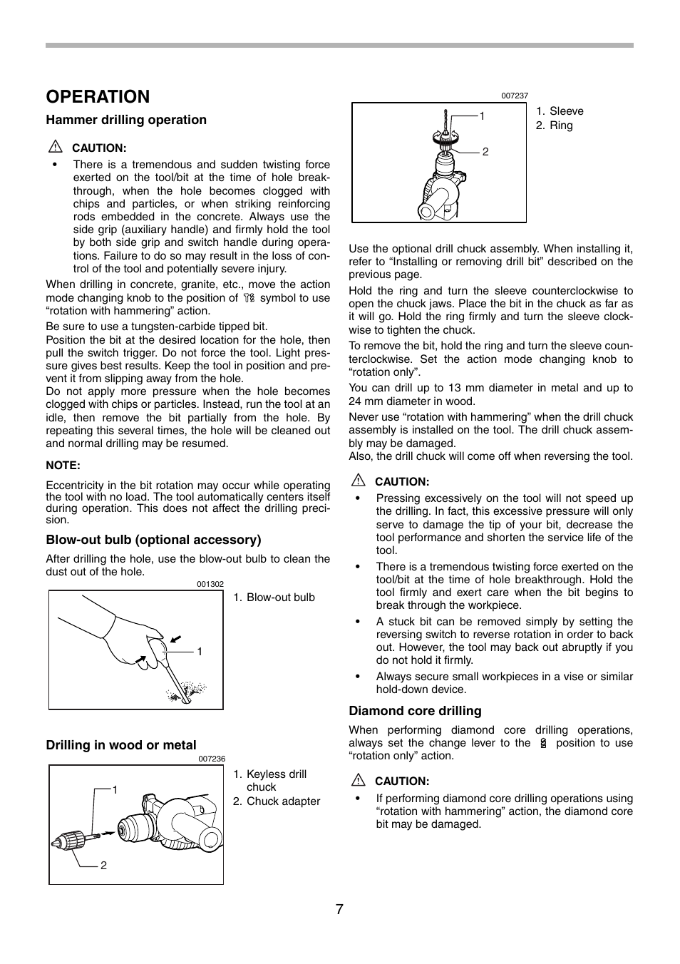 Operation | Makita HR1830F User Manual | Page 7 / 28