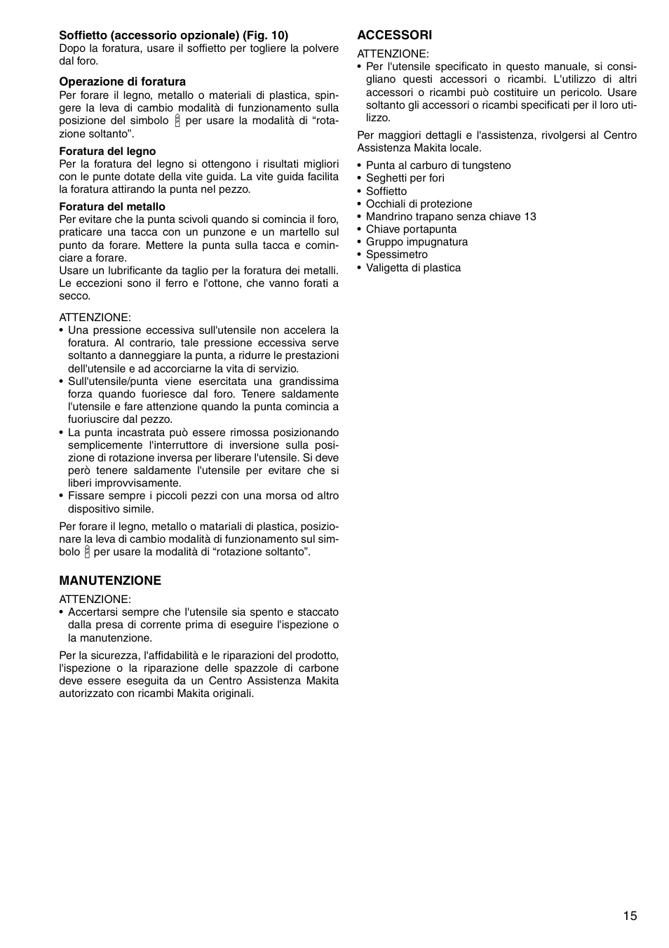Makita HP1620 User Manual | Page 15 / 44