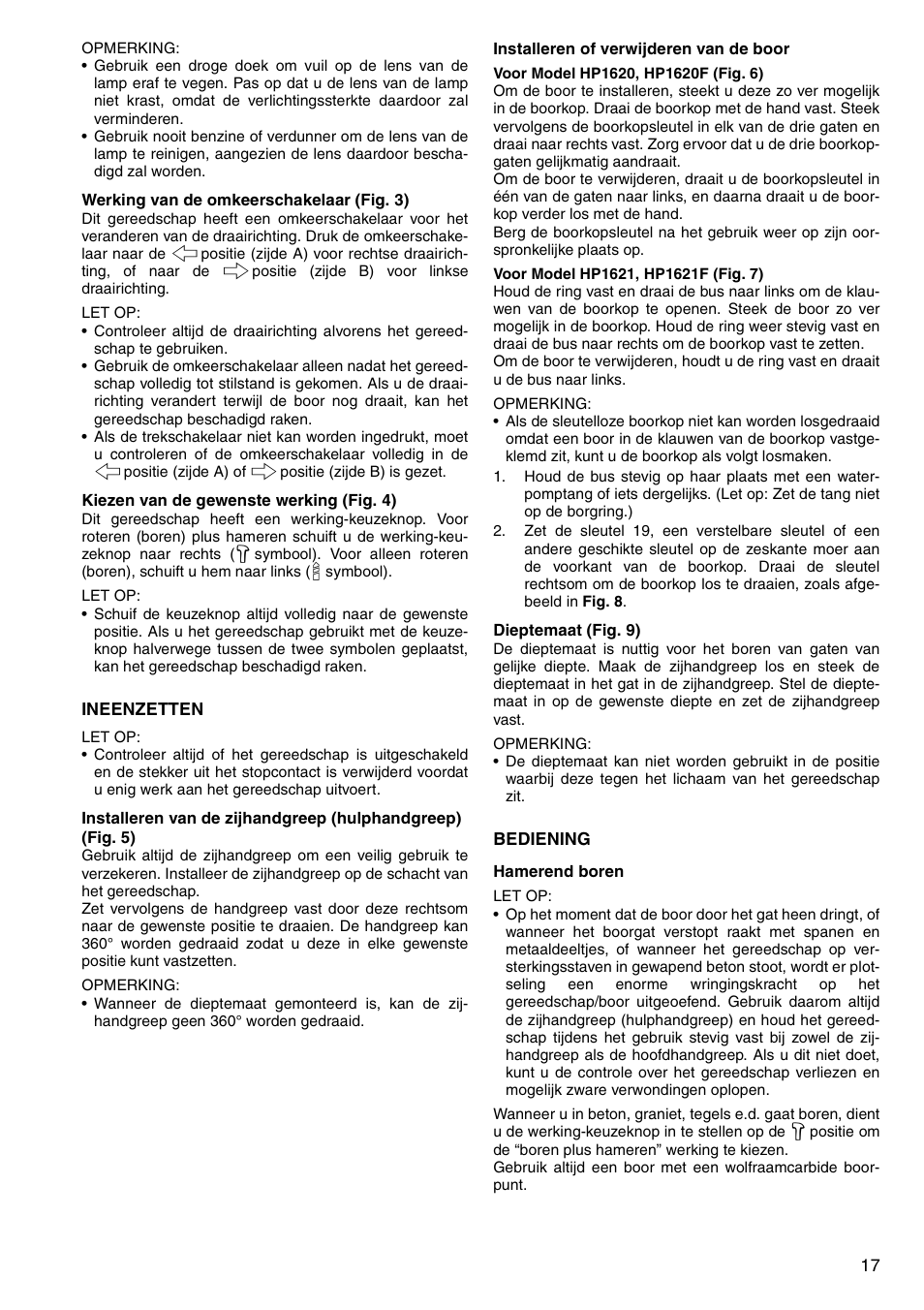 Makita HP1620 User Manual | Page 17 / 44