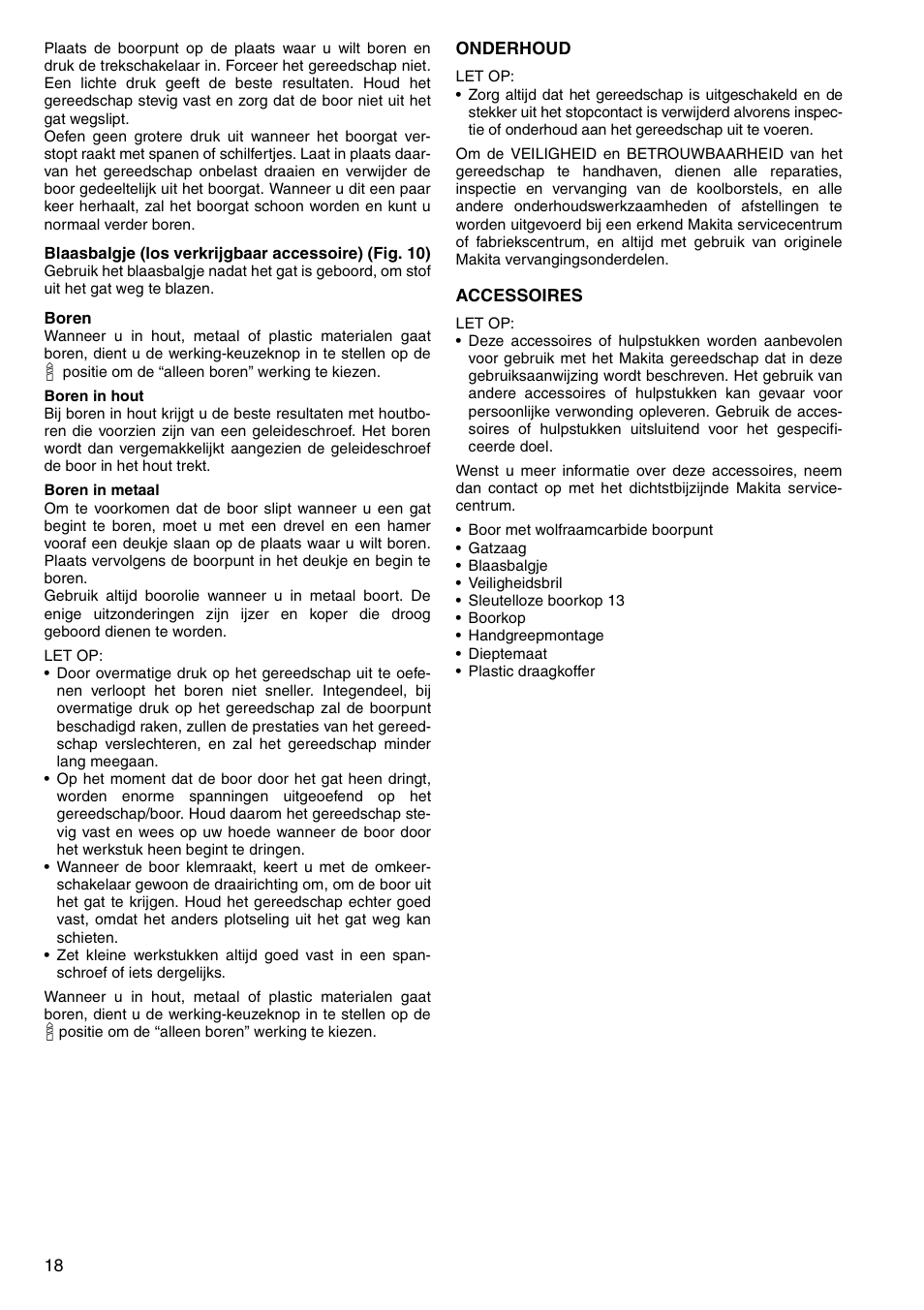Makita HP1620 User Manual | Page 18 / 44