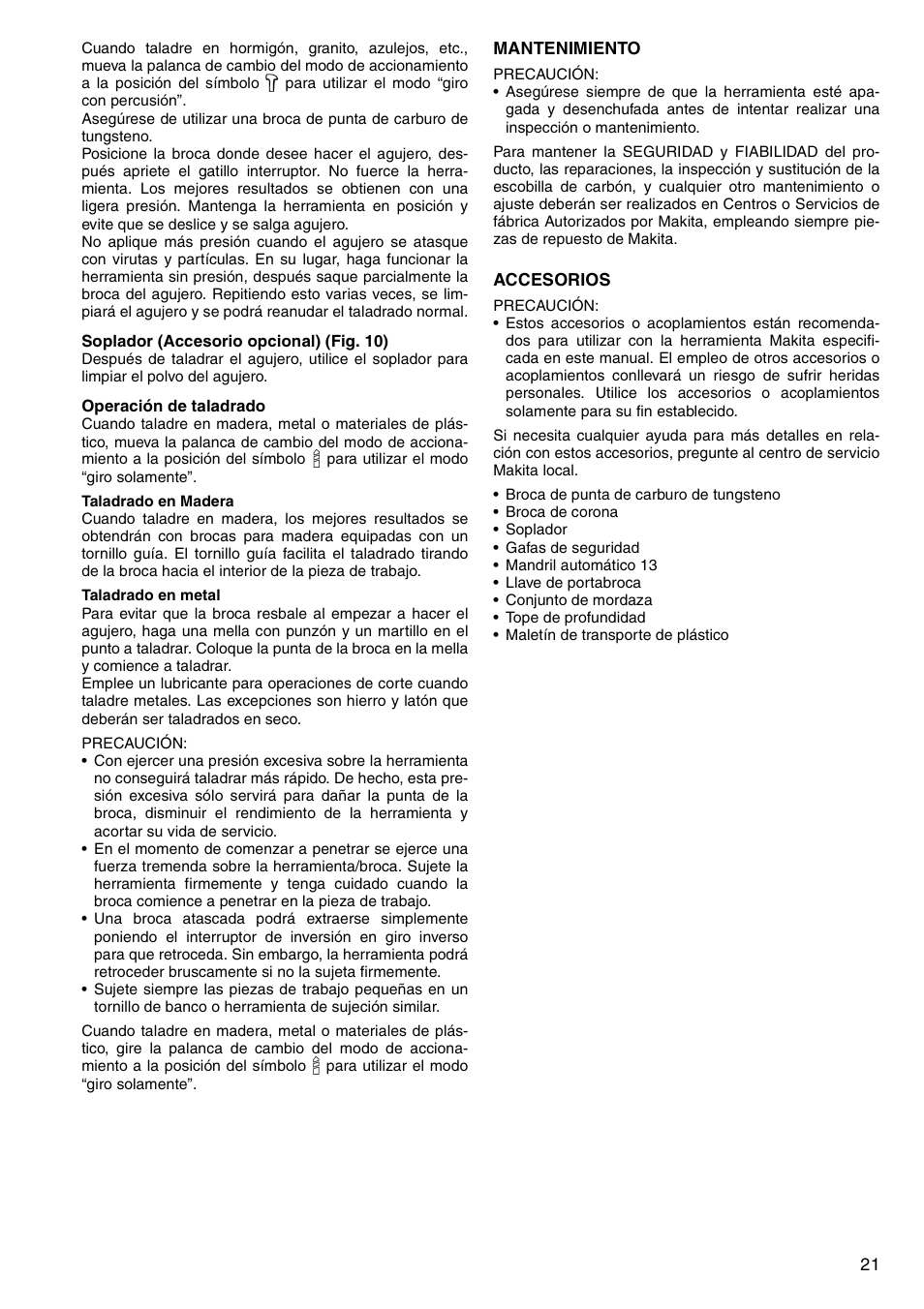Makita HP1620 User Manual | Page 21 / 44