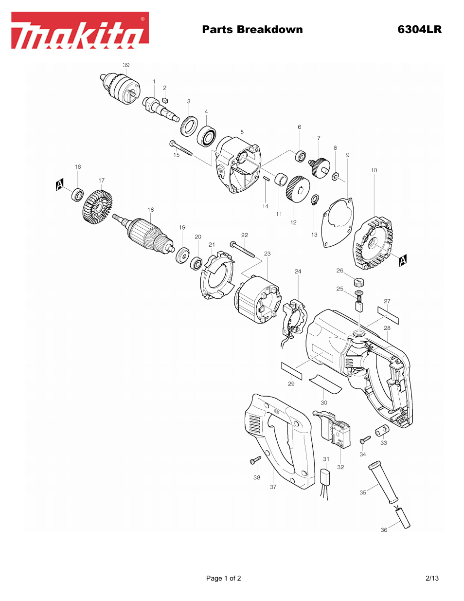 Makita 6304L User Manual | 2 pages