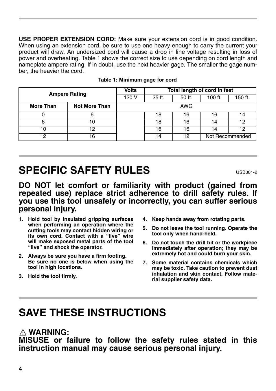 Specific safety rules, Save these instructions | Makita 6410 User Manual | Page 4 / 12