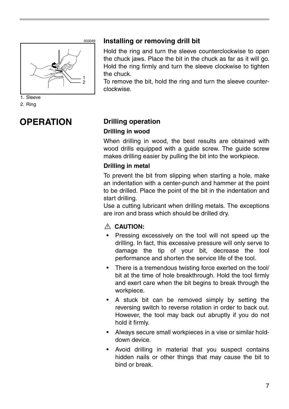 Operation | Makita 6410 User Manual | Page 7 / 12