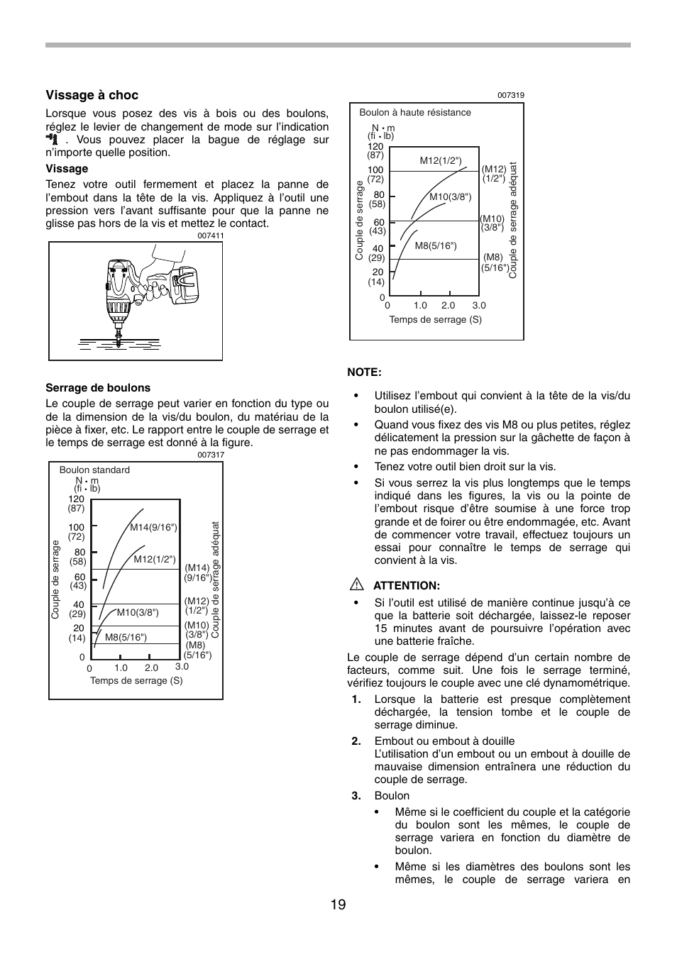 Vissage à choc | Makita BTP140 User Manual | Page 19 / 36