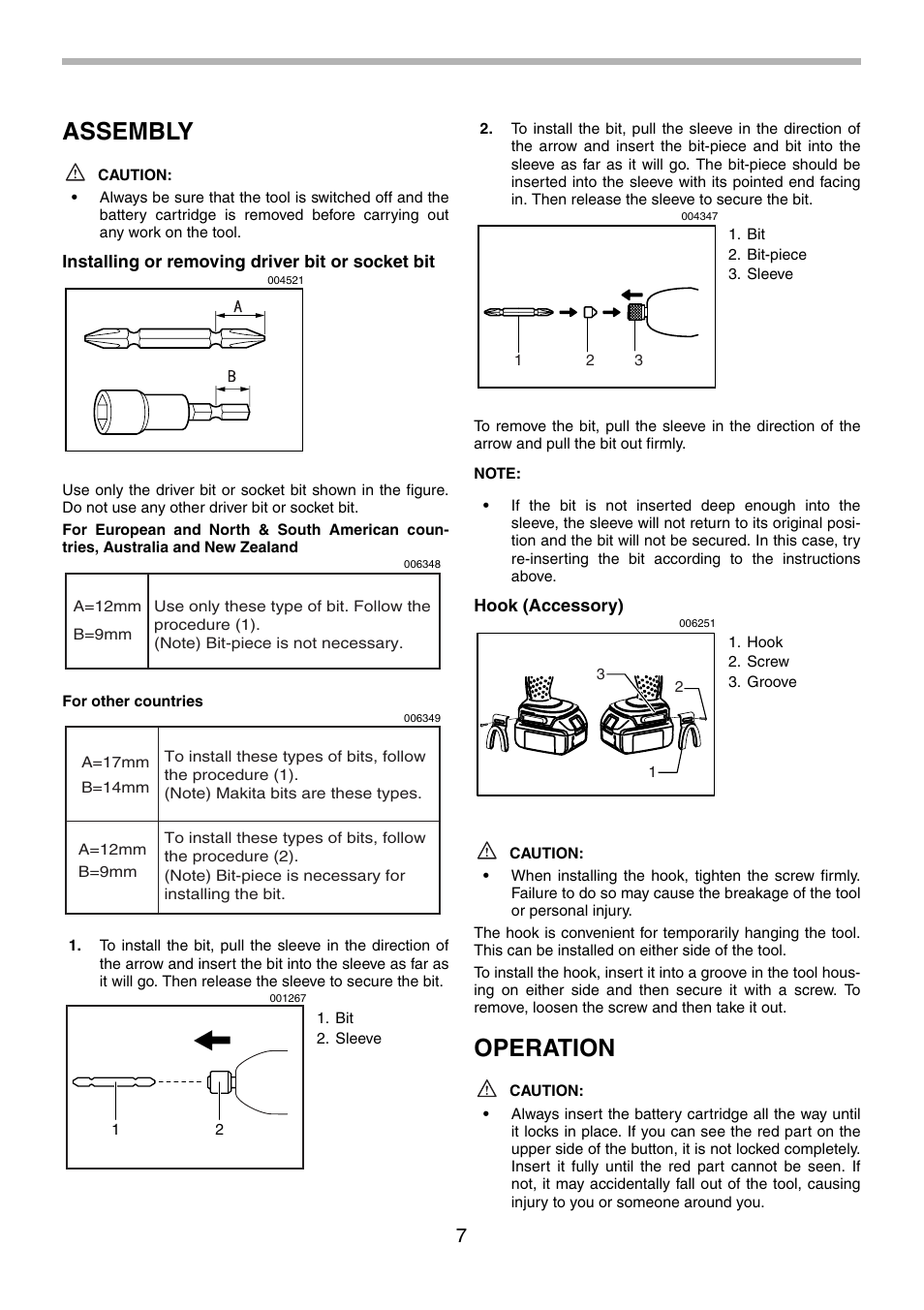 Assembly, Operation | Makita BTP140 User Manual | Page 7 / 36