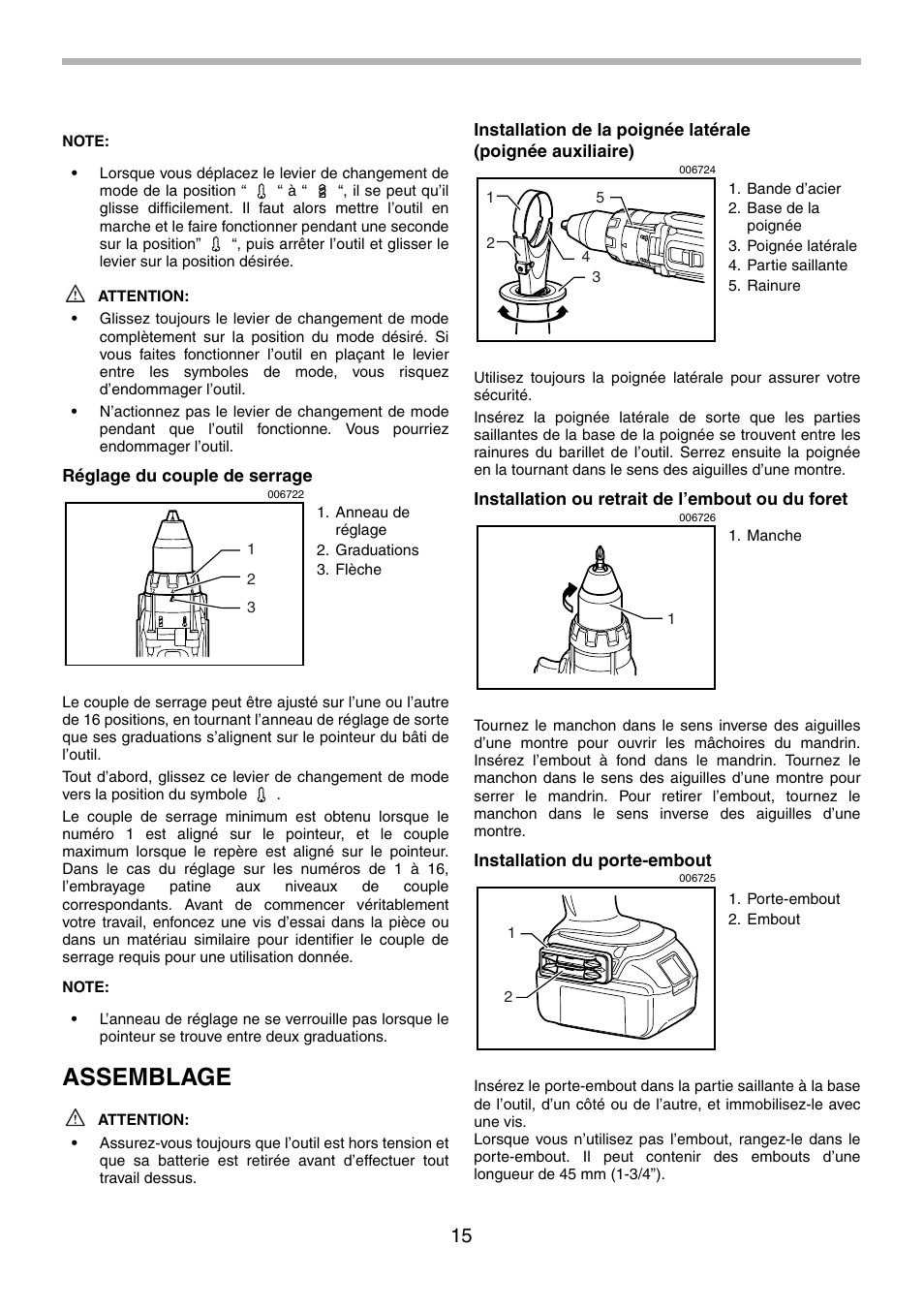Assemblage | Makita BDF451 User Manual | Page 15 / 28