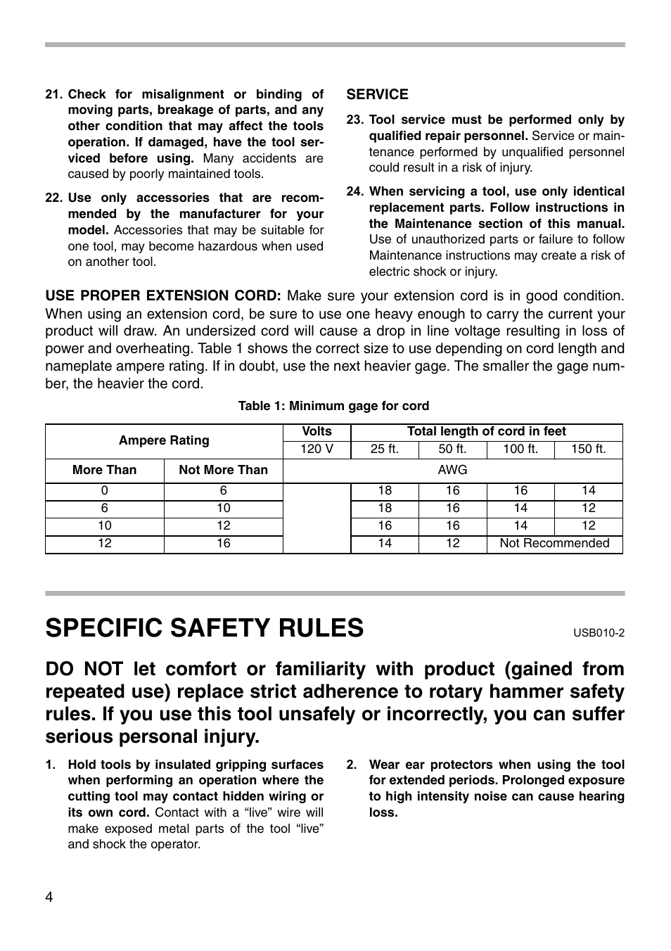 Specific safety rules | Makita HPR2410 User Manual | Page 4 / 16