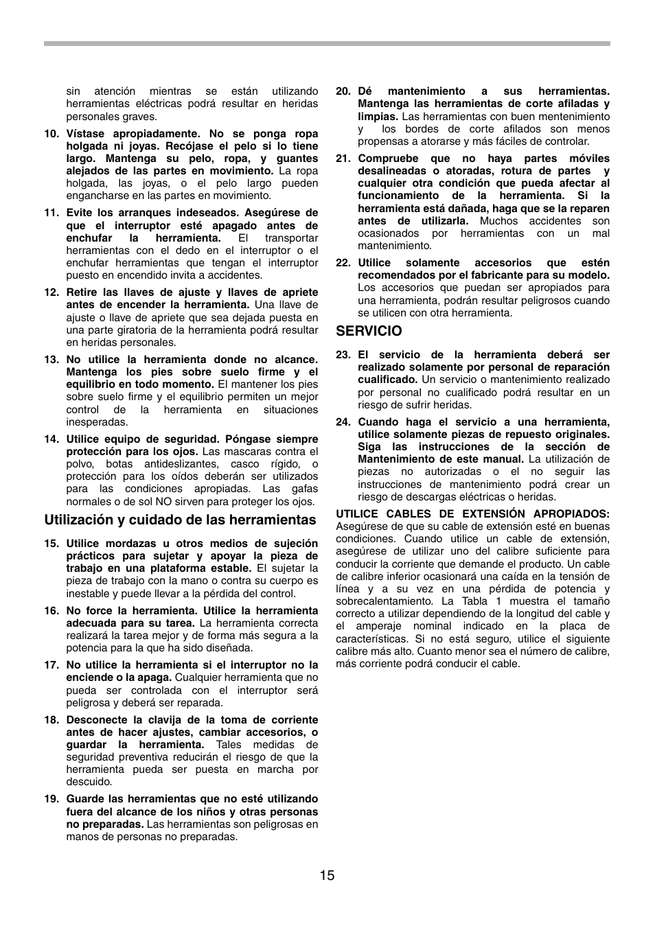 Utilización y cuidado de las herramientas, Servicio | Makita 4112H User Manual | Page 15 / 24