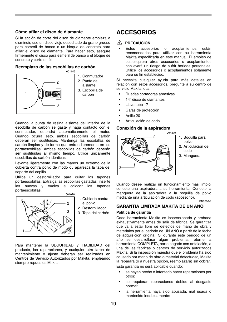 Accesorios | Makita 4112H User Manual | Page 19 / 24