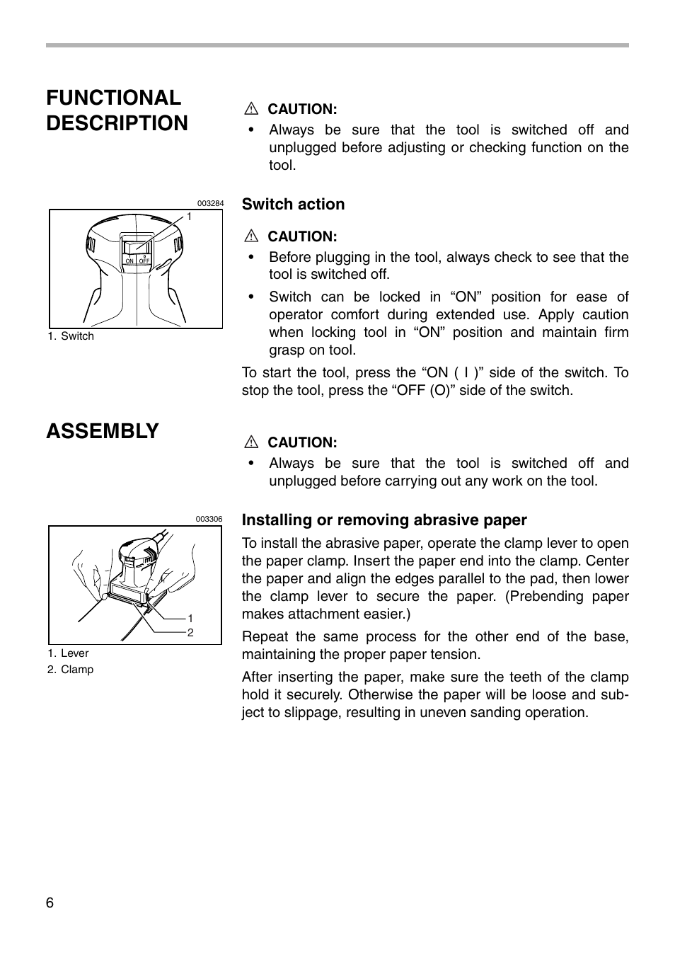 Functional description, Assembly | Makita BO4552 003275 User Manual | Page 6 / 12