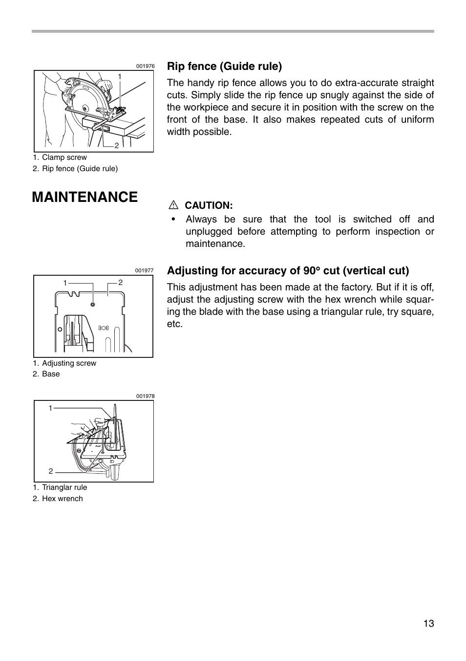 Maintenance, Rip fence (guide rule) | Makita 5402NA User Manual | Page 13 / 20