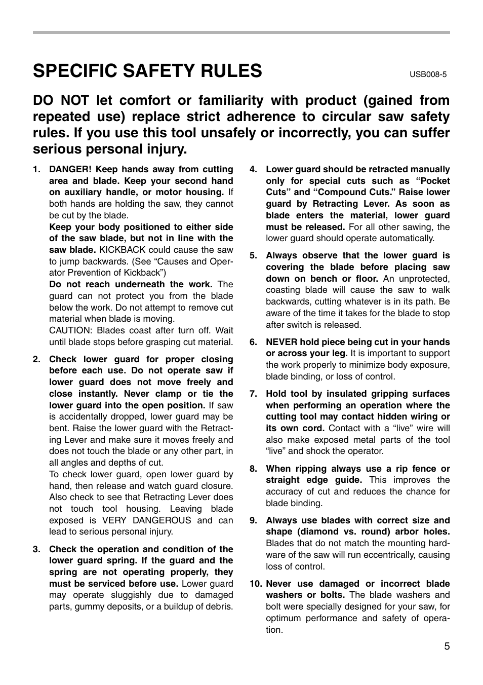 Specific safety rules | Makita 5402NA User Manual | Page 5 / 20