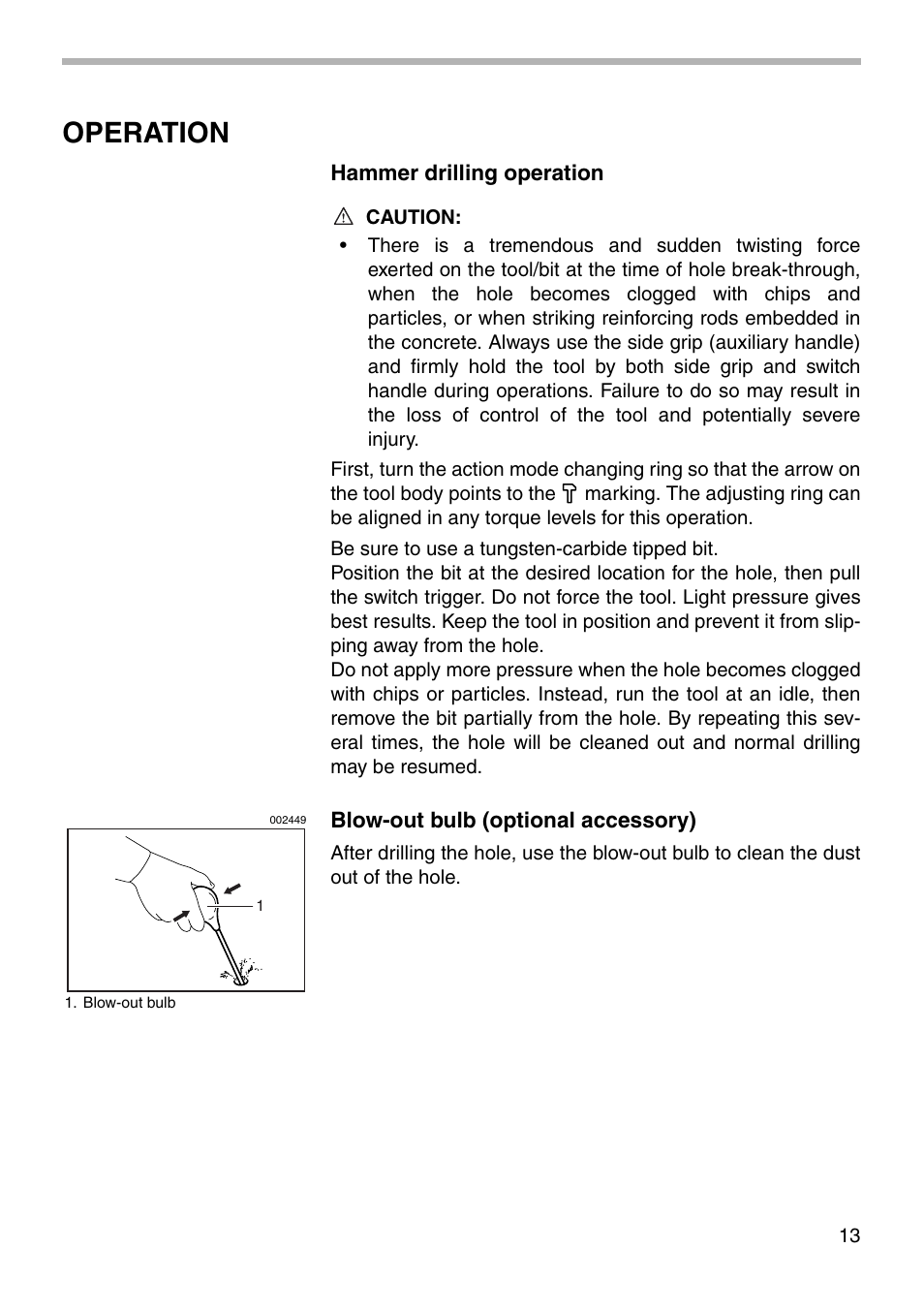 Operation | Makita 8413D User Manual | Page 13 / 24