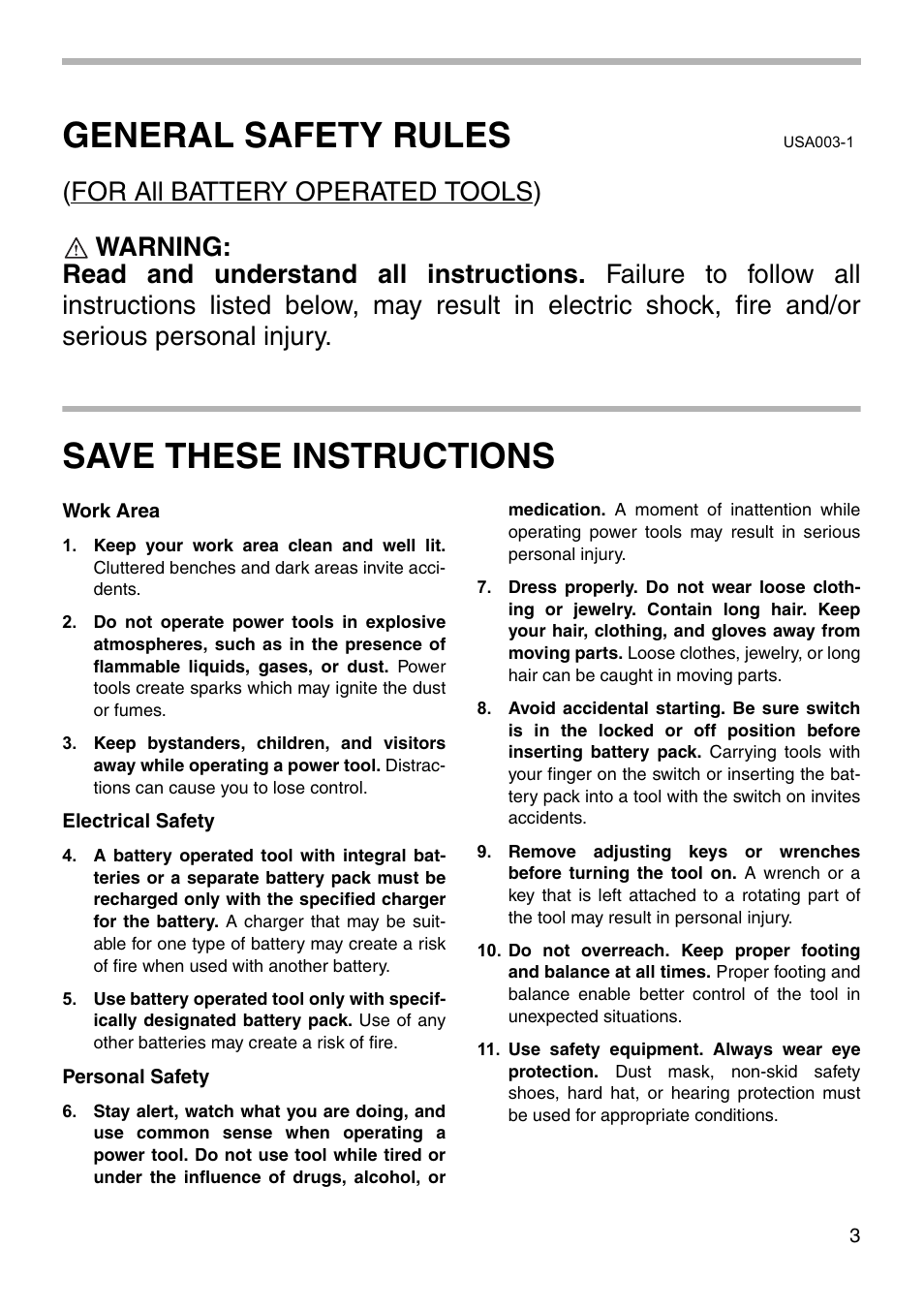 General safety rules, Save these instructions | Makita 8413D User Manual | Page 3 / 24