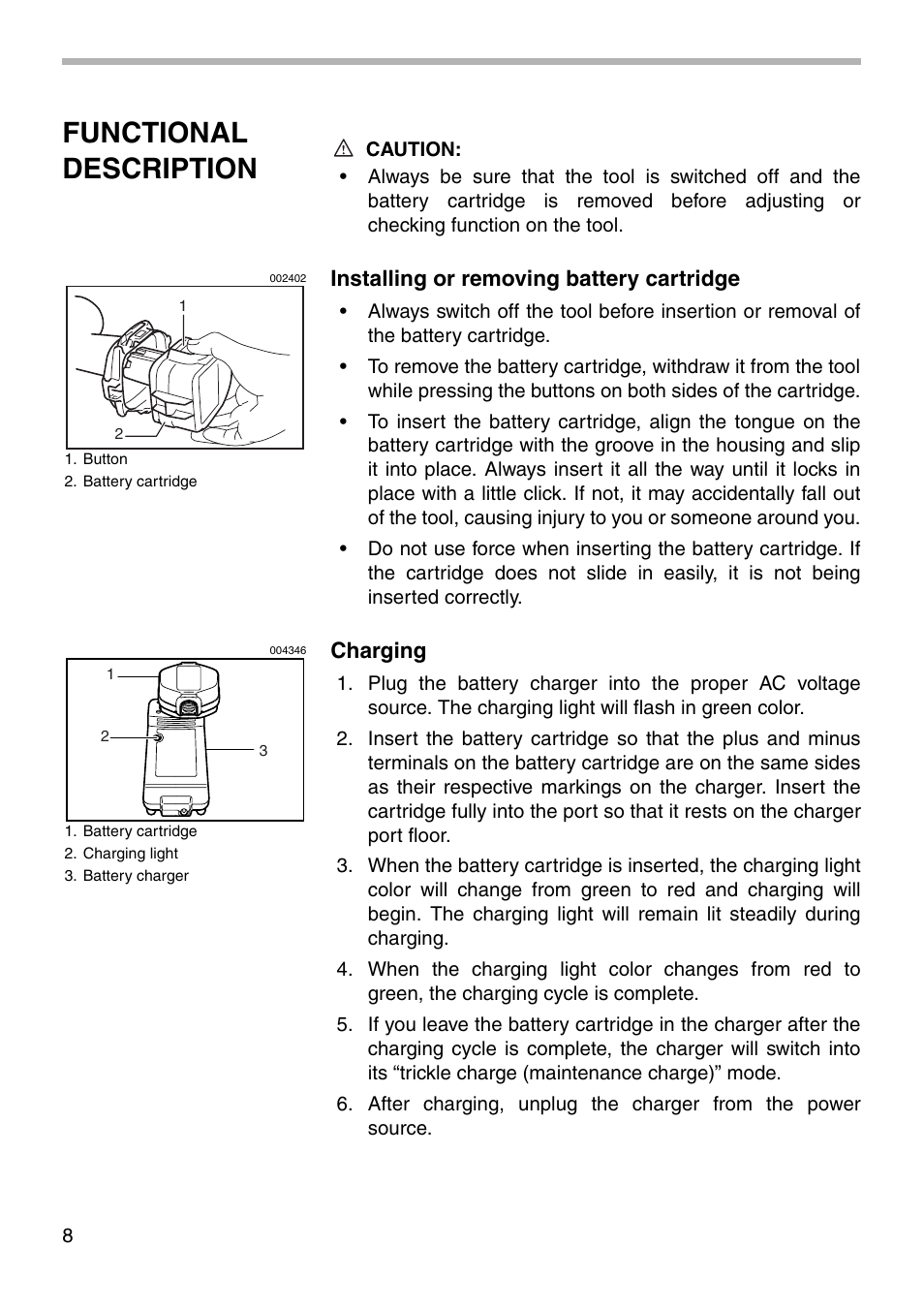 Functional description | Makita 8413D User Manual | Page 8 / 24