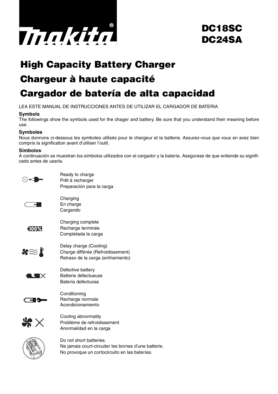 Makita DC18SC DC24SA User Manual | 12 pages