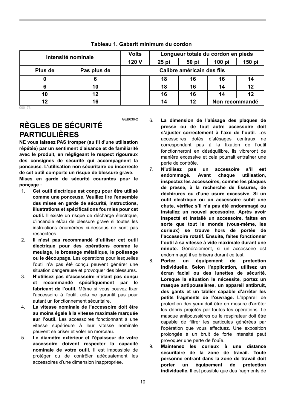 Règles de sécurité particulières | Makita GV5010 User Manual | Page 10 / 24