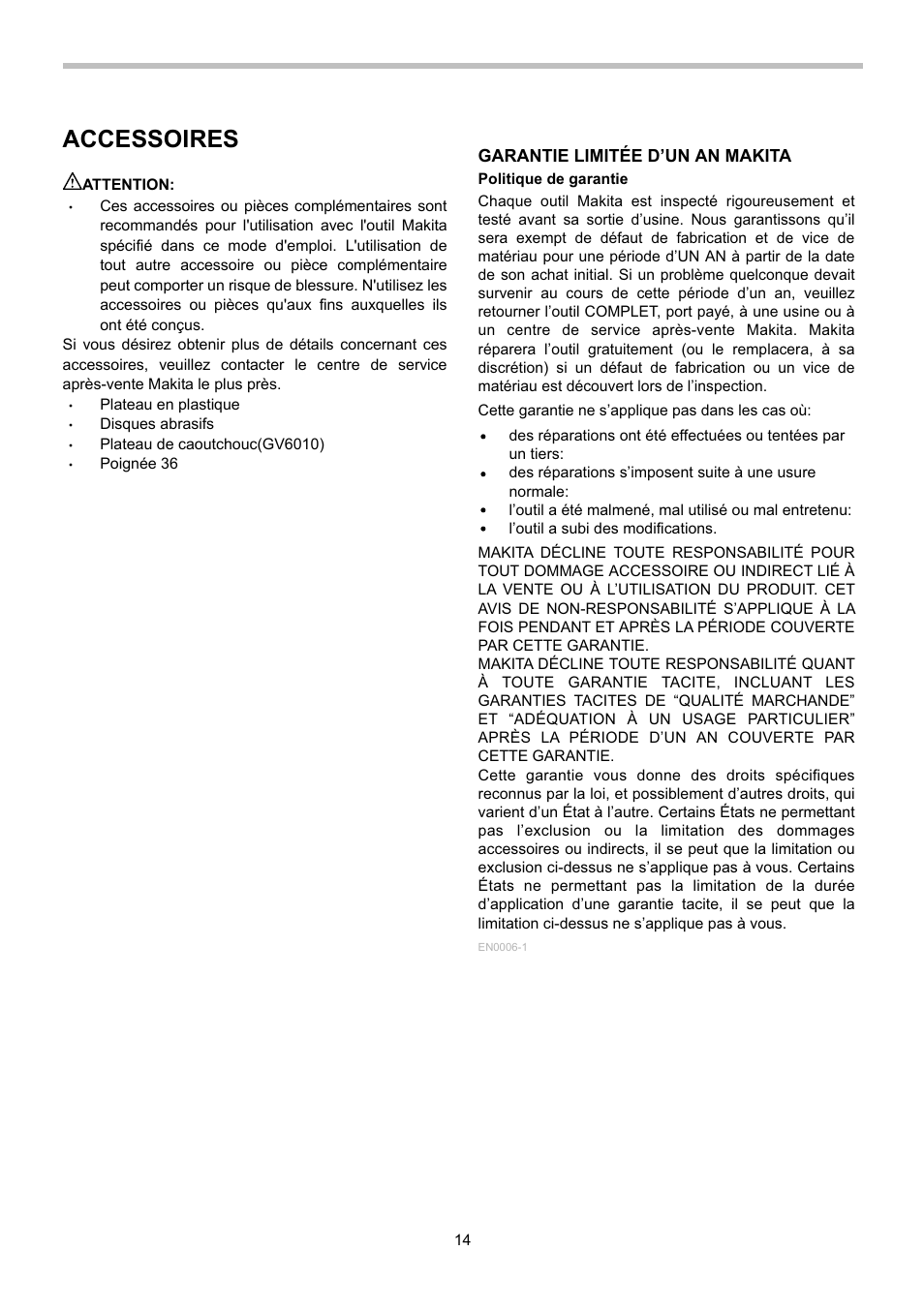 Accessoires | Makita GV5010 User Manual | Page 14 / 24