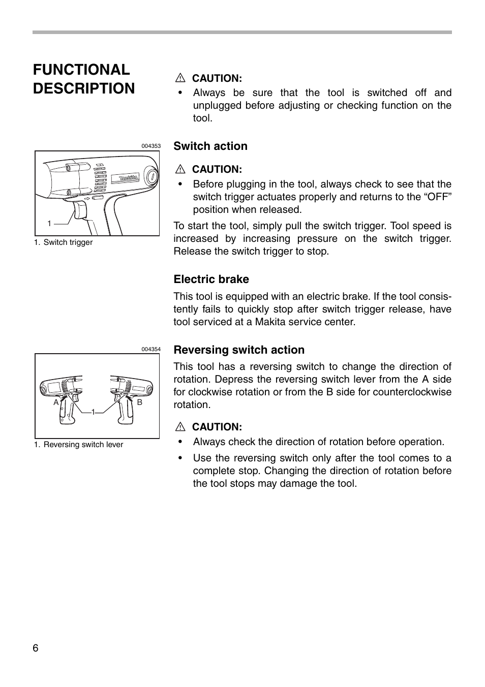 Functional description | Makita 6952 User Manual | Page 6 / 16