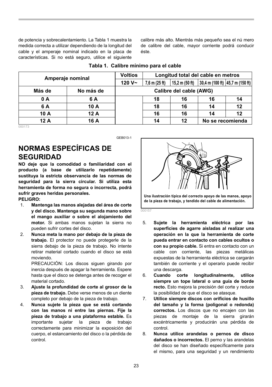 Normas específicas de seguridad | Makita 5007NFA User Manual | Page 23 / 32