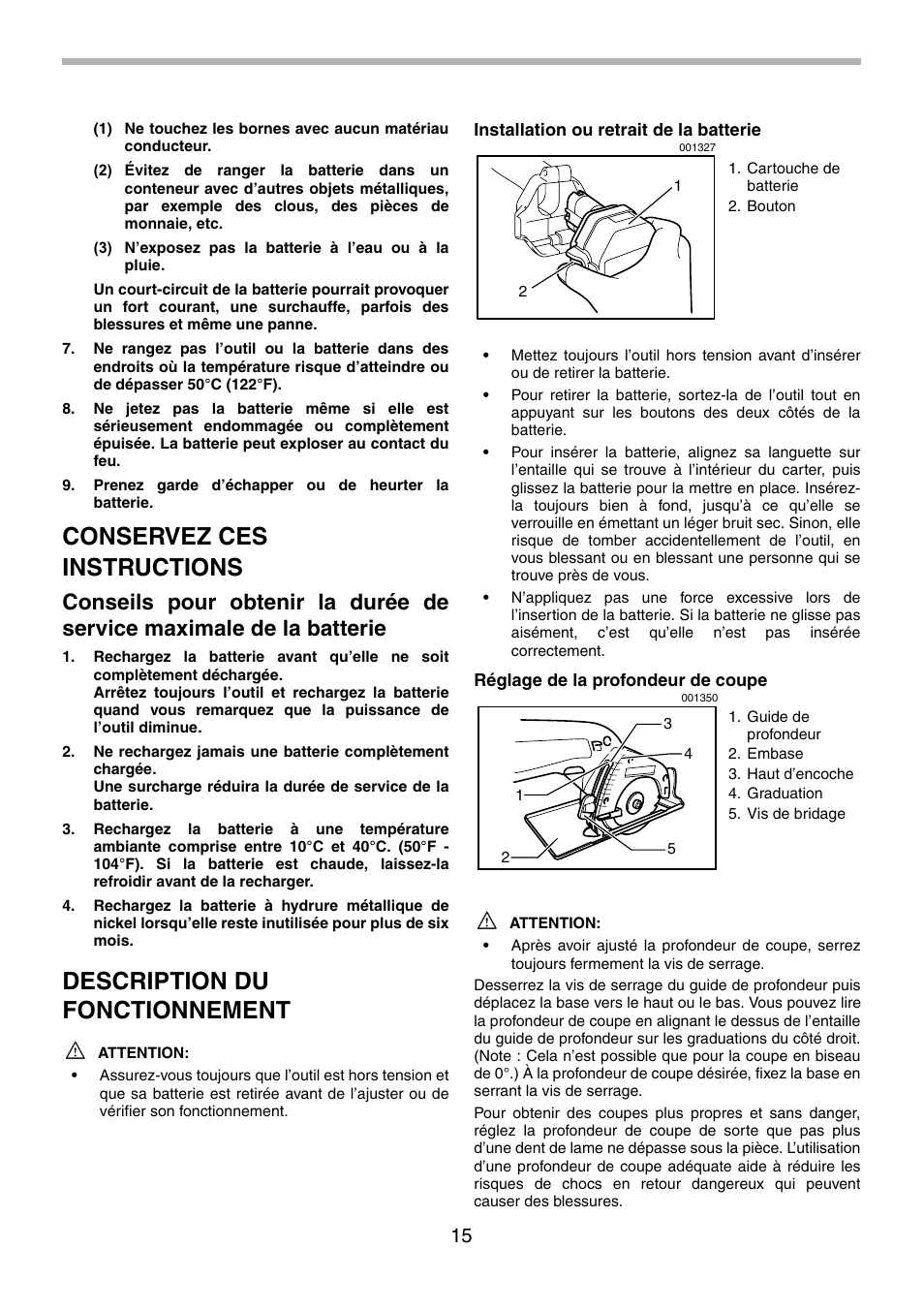 Conservez ces instructions, Description du fonctionnement | Makita 5094D User Manual | Page 15 / 28