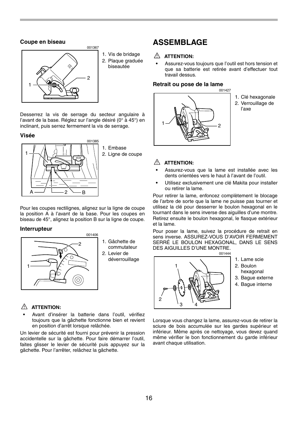 Assemblage | Makita 5094D User Manual | Page 16 / 28